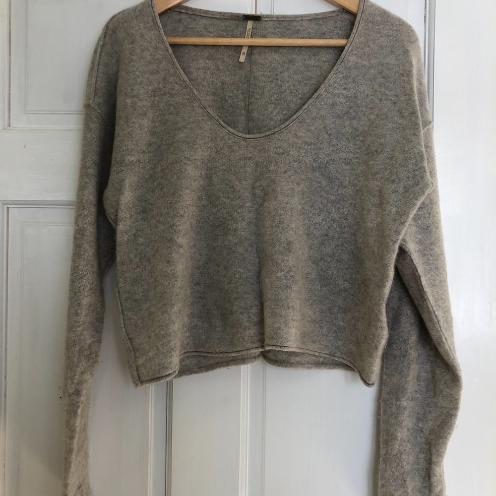 Free People Crop Cashmere Gray Sweater Womens XS